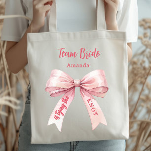 Tote Bag Elle attache le noeud rose arc Team Bride