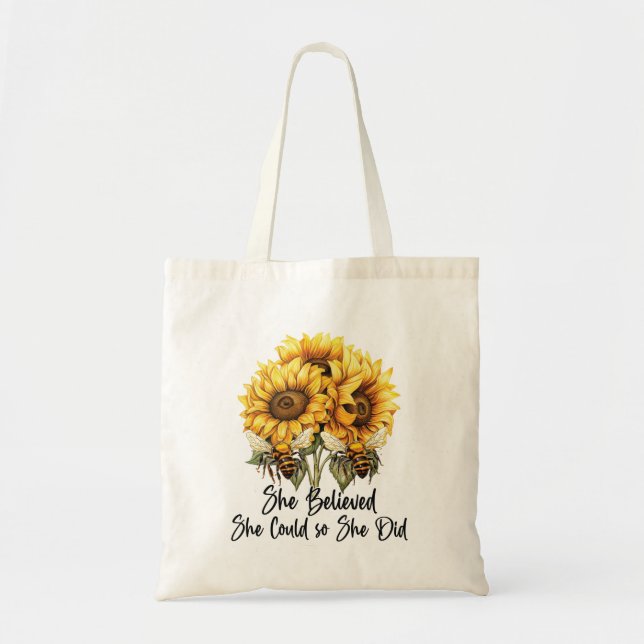 Tote Bag Elle croyait qu'elle pouvait faire des tournesols (Devant)