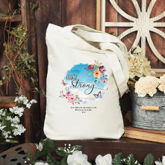 Tote Bag Elle Est Forte Foi Dimanche École Bible Personnali