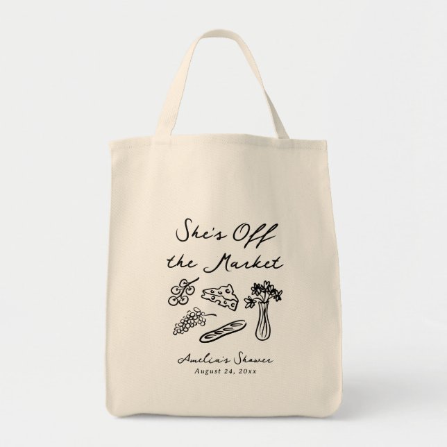 Tote Bag Elle est hors du marché Gras et capricieux dessin  (Devant)