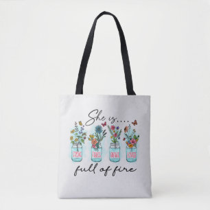 Tote Bag Elle est pleine de feu - Autonomisation florale dy