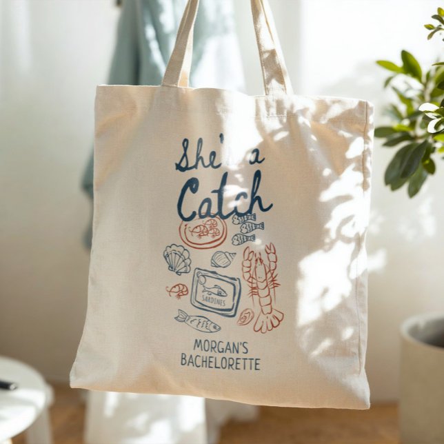 Tote Bag Elle est un parti Poissonnerie côtière célibataire (Créateur téléchargé)