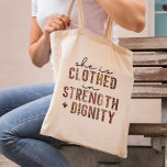 Tote Bag Elle Est Vêtue En Force Et Dignité Chrétienne<br><div class="desc">Elle Est Vêtue En Force Et Dignité Sac fourre-tout Chrétien Femmes</div>