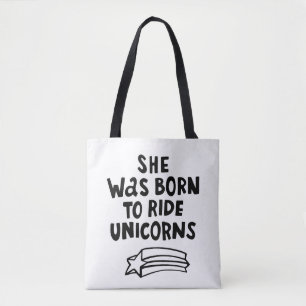 Tote Bag Elle était née pour monter des licornes
