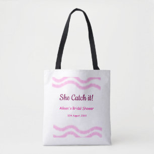 Tote Bag Elle l'attrape lignes spirales aquarelles rose mar