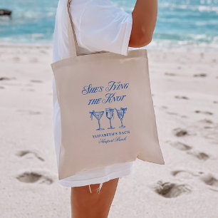Tote Bag Elle Noue Le Nœud Élégant Dessin Main