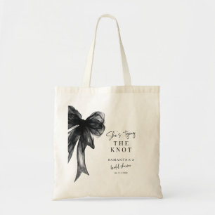 Tote Bag Elle Noue Le Nœud Noir Fête de Mariage