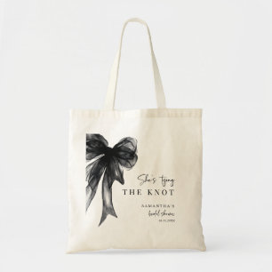 Tote Bag Elle Noue Le Nœud Noir Fête de Mariage de la Marié