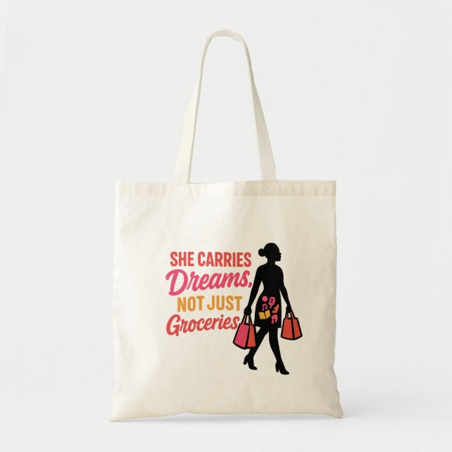 Tote Bag Elle porte des rêves - Inspiration pour les femmes (Devant)