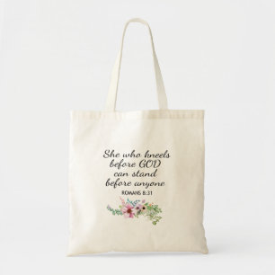 Tote Bag Elle Qui Mange Romains 8:31 Écriture Biblique