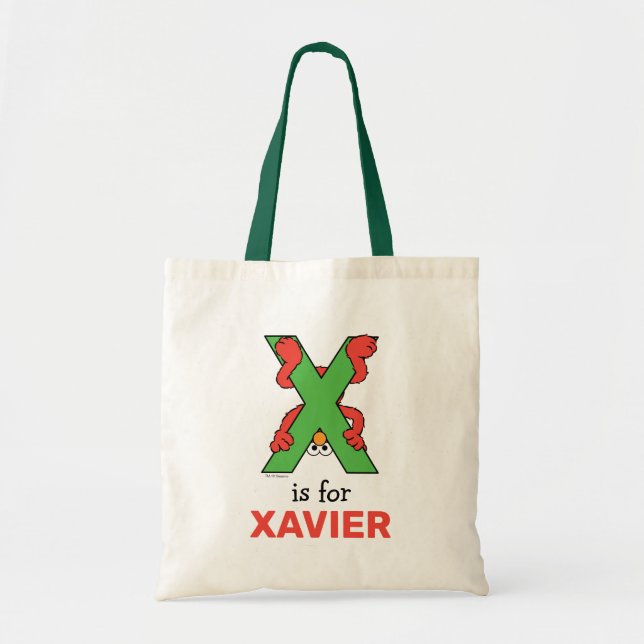 Tote Bag Elmo Alphabet | Vert X (Devant)