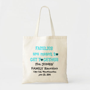 Tote Bag Emballages, noir et Aqua de la Réunion de famille