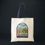 Tote Bag Emblème Bangkok Thaïlande Travel Retro<br><div class="desc">Bangkok design de voyage rétro dans un style emblème. Bangkok,  la capitale de la Thaïlande,  est une grande ville connue pour ses sanctuaires ornés et sa vie de rue animée.</div>