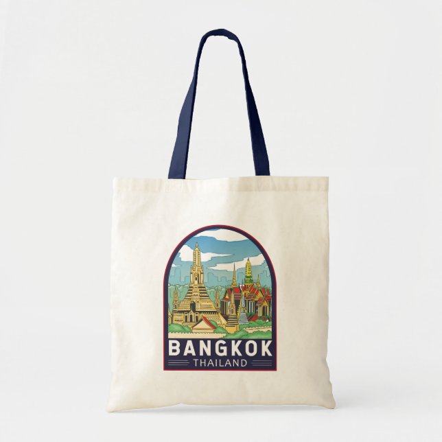 Tote Bag Emblème Bangkok Thaïlande Travel Retro (Devant)