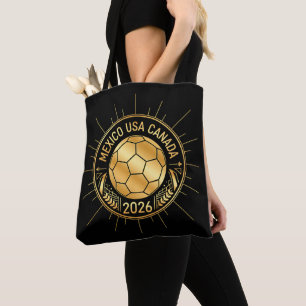 Tote Bag Emblème de football doré 2026 Mexique États-Unis
