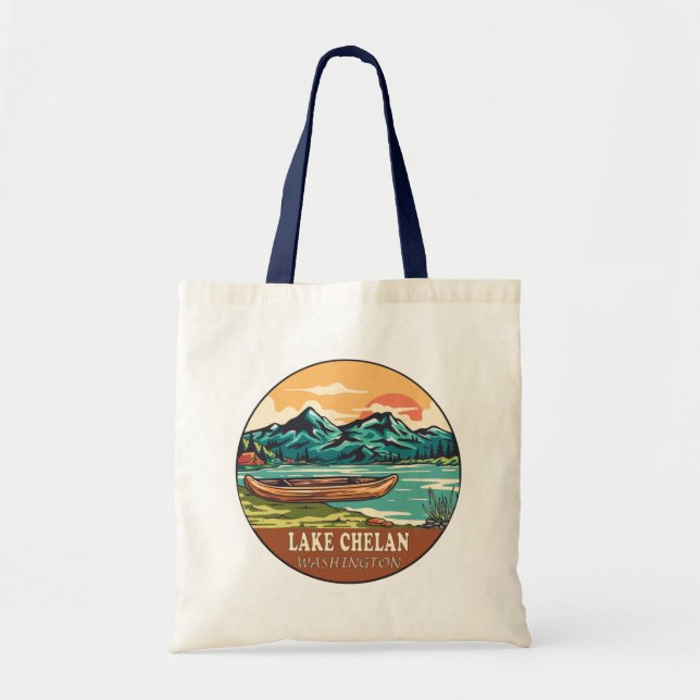 Tote Bag Emblème de pêche nautique du lac Chelan Washington (Devant)