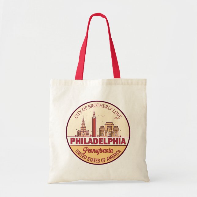 Tote Bag Emblème de Philadelphie Pennsylvania City Skyline (Devant)