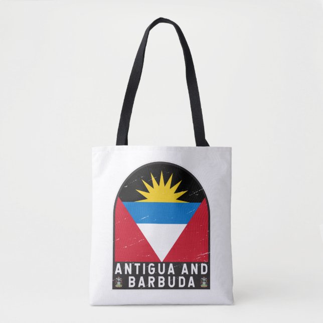 Tote Bag Emblème du drapeau d'Antigua-et-Barbuda Vintage en (Devant)