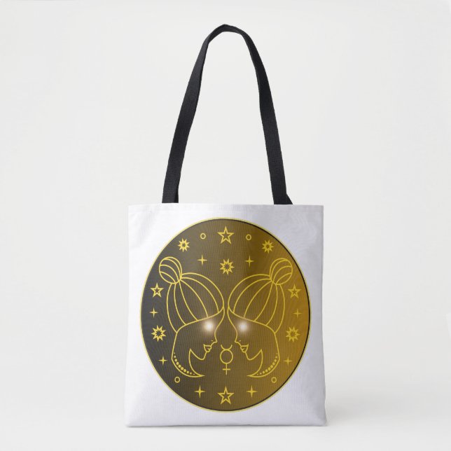 Tote Bag Emblème du zodiaque Gémeaux | Symbole céleste mini (Devant)