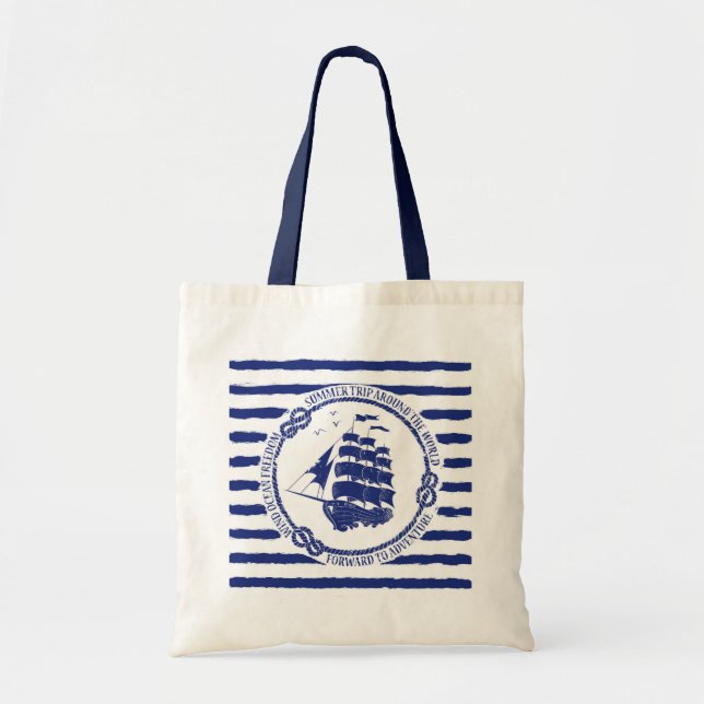Tote Bag Emblème nautique avec le bateau de navigation (Devant)