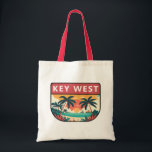 Tote Bag Emblème rétro Key West Florida<br><div class="desc">Design d'art vectoriel clé Ouest. Key West,  une ville insulaire américaine,  fait partie de l'archipel Florida Keys.</div>