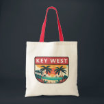 Tote Bag Emblème rétro Key West Florida<br><div class="desc">Design d'art vectoriel clé Ouest. Key West,  une ville insulaire américaine,  fait partie de l'archipel Florida Keys.</div>