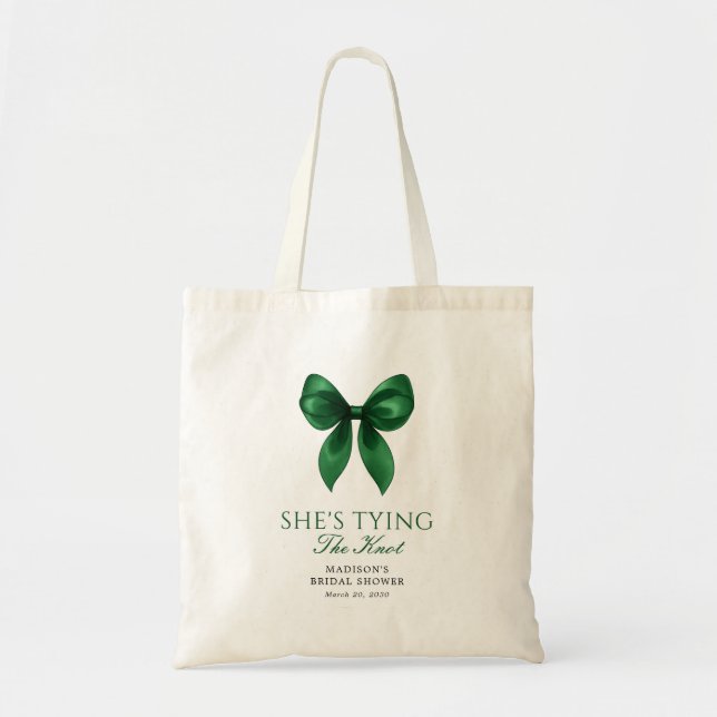 Tote Bag Emerald Bow Elle se marie Shower de Mariée (Devant)