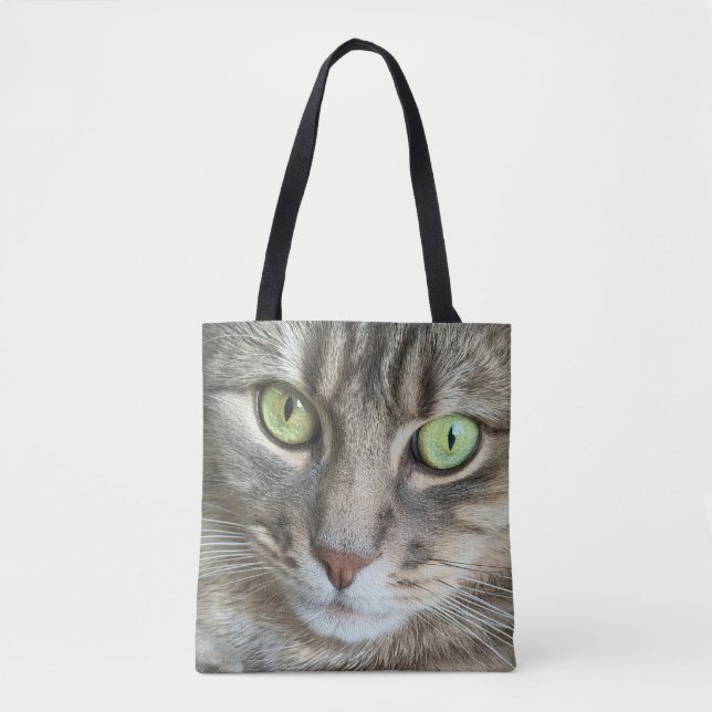 Tote Bag Emerald Eyes – Portrait of a Green-Eyed Cat (Devant)