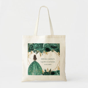 Tote Bag Emerald Green Floral Princess Quinceanera