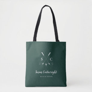 Tote Bag Emerald Green Moderne Monogram Mariage de golf
