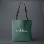 Tote Bag Émeraude verte | Moderne Monogramme élégant<br><div class="desc">Un design monogramme personnalisé simple et design dans un décontracté écrit à la main dans un monochrome vert émeraude et blanc éclatant. Le monogramme peut facilement être personnalisé pour rendre un design aussi unique que vous êtes ! Le cadeau ou accessoire tendance parfait pour toute occasion.</div>