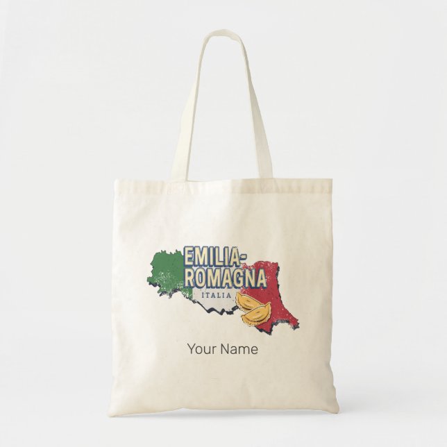 Tote Bag Émilie Romagne Drapeau Italie Retro Carte Région V (Devant)