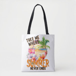 Tote Bag Emmenez-Moi Là Où L'Été Ne Se Termine Jamais, Fleu