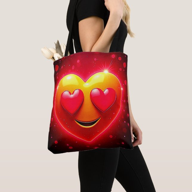 Tote Bag Émotion Yeux de Cœur Brillant (De près)