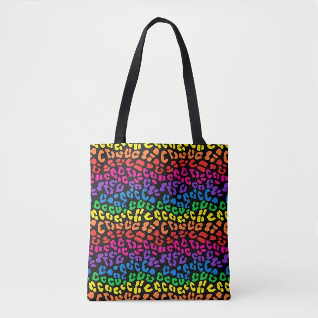 Tote Bag Empreinte de léopard arc-en-ciel (Devant)
