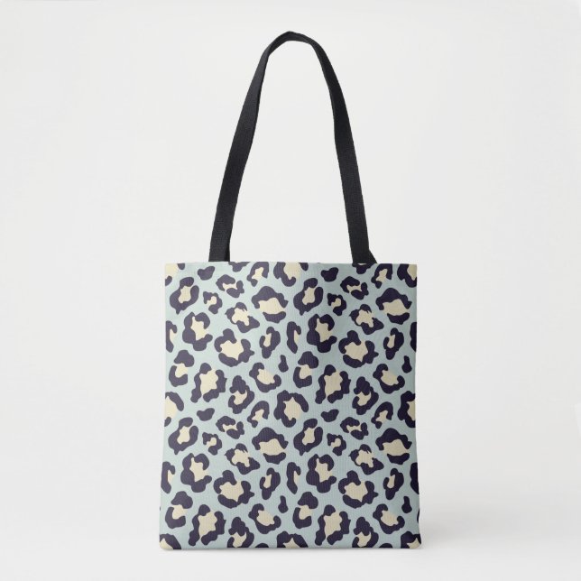 Tote Bag Empreinte de léopard crème, vert menthe et noir (Devant)