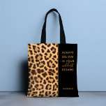Tote Bag Empreinte de léopard Croyez Élégant Moderne Person<br><div class="desc">Empreinte de léopard Believe Stylish Modern Sac fourre-tout personnalisé présente la citation "Croyez toujours en vos rêves les plus fous" pour un peu d'encouragement et de motivation. Personnalisez avec votre nom ci-dessous. Conçu pour vous par Evco Studio www.zazzle.com/store/evcostudio</div>