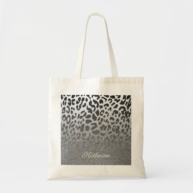 Tote Bag Empreinte de léopard parties scintillant (Devant)