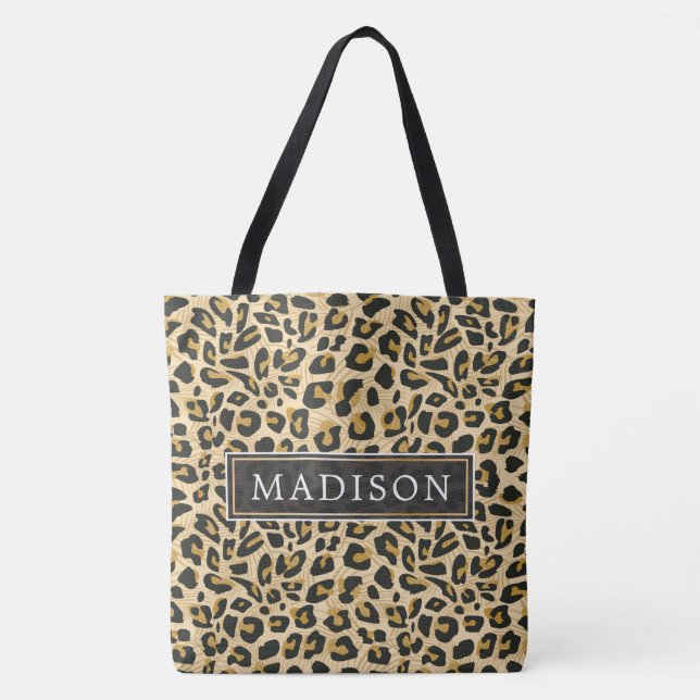 Tote Bag Empreinte de léopard personnalisé (Devant)