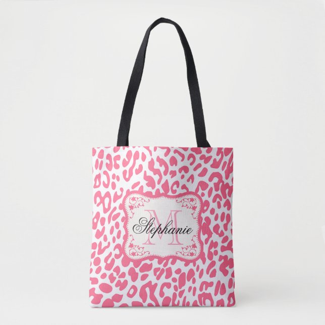 Tote Bag Empreinte de léopard rose (Devant)