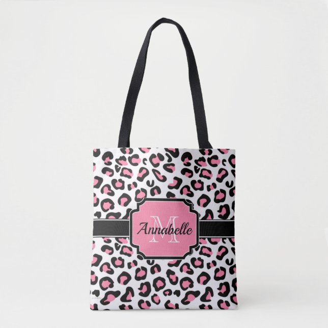 Tote Bag Empreinte de léopard rose (Devant)