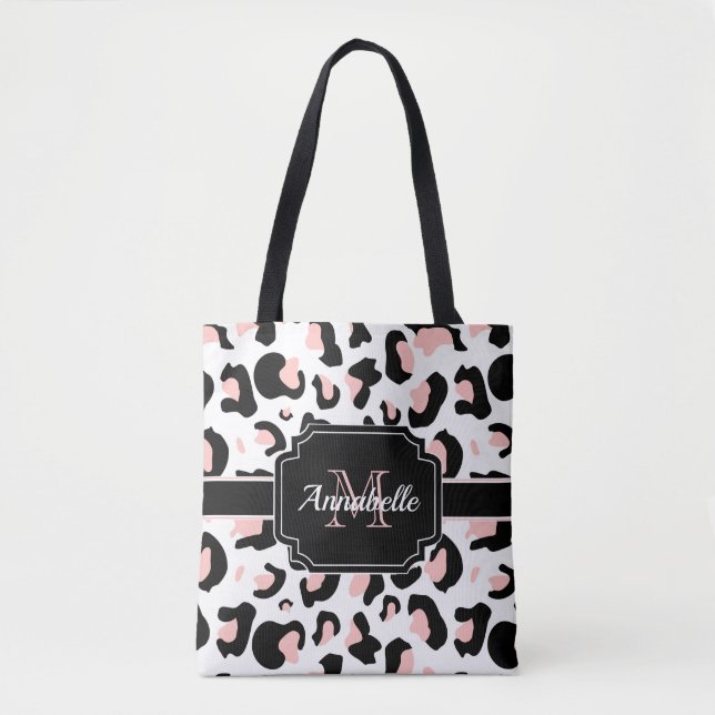Tote Bag Empreinte de léopard rose (Devant)