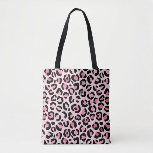 Tote Bag Empreinte de léopard rose et noir chic