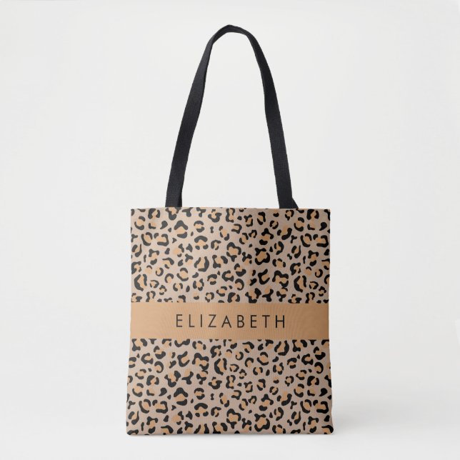 Tote Bag Empreinte de léopard, Spots, Leopard Brown, Votre  (Devant)
