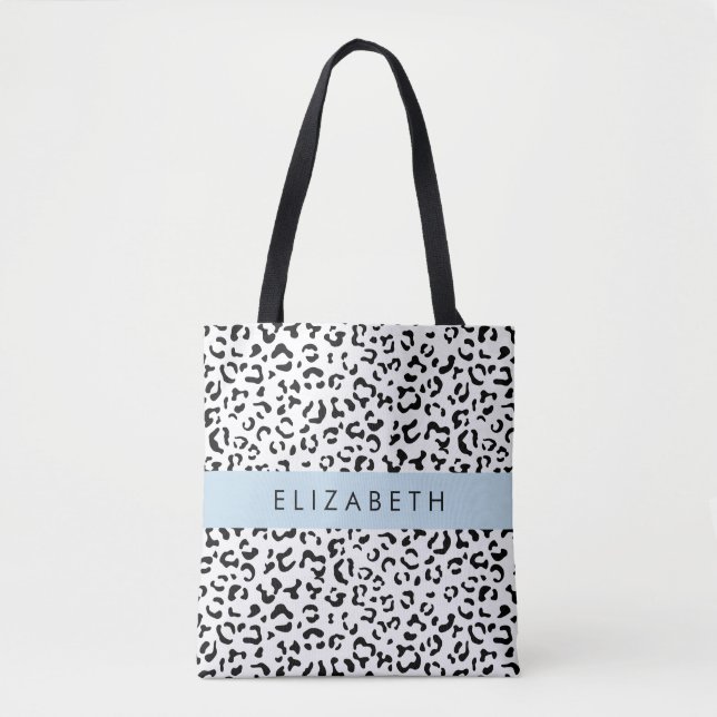 Tote Bag Empreinte de léopard, Spots, Noir Et Blanc, Votre  (Devant)