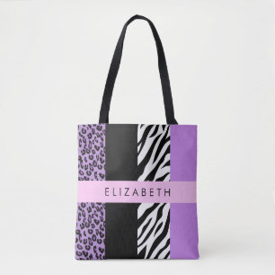 Tote Bag Empreinte de léopard, Zebra Print, Purple, Votre n