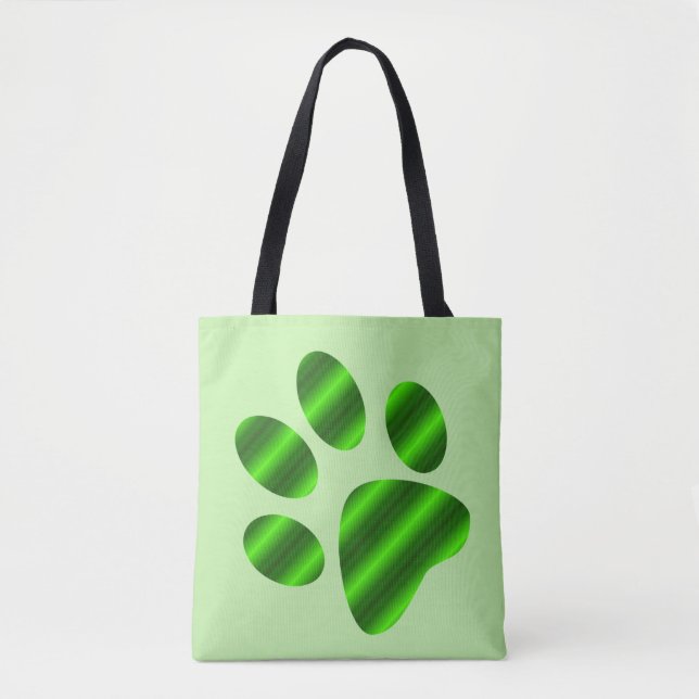 Tote Bag Empreinte de patte à dégradé vert (Devant)