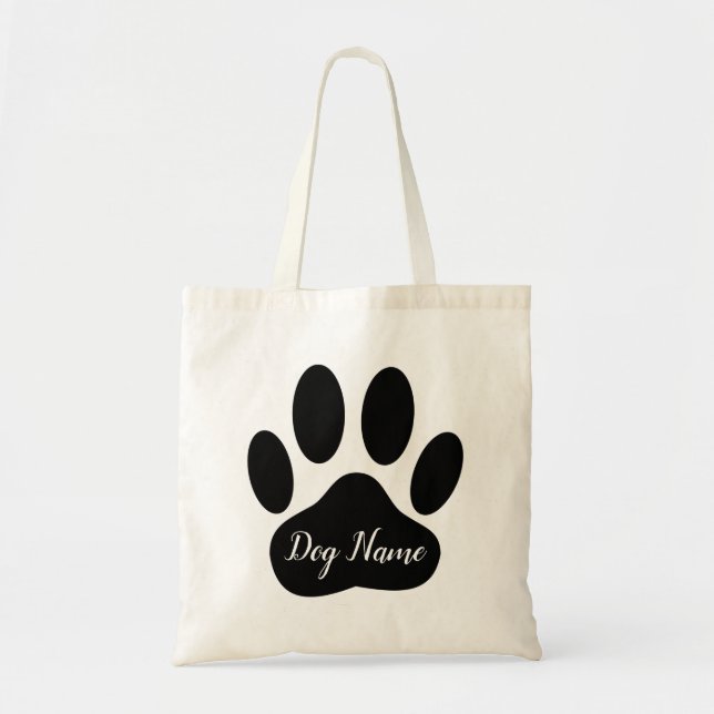 Tote Bag Empreinte de patte de chien avec nom modifiable  (Devant)