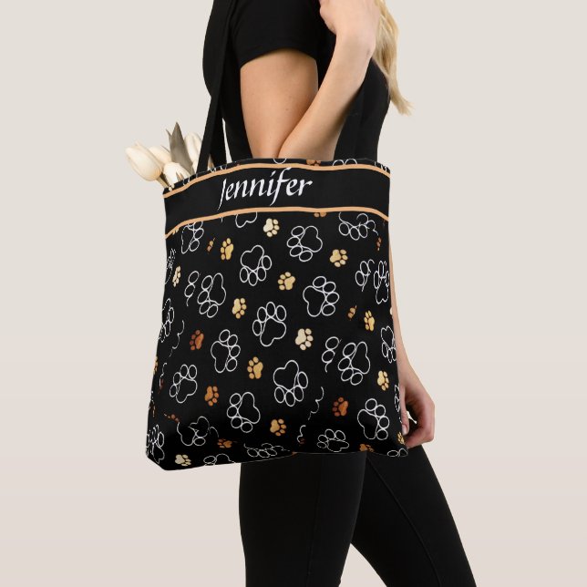 Tote Bag Empreinte de patte de chien et chat personnalisé (De près)