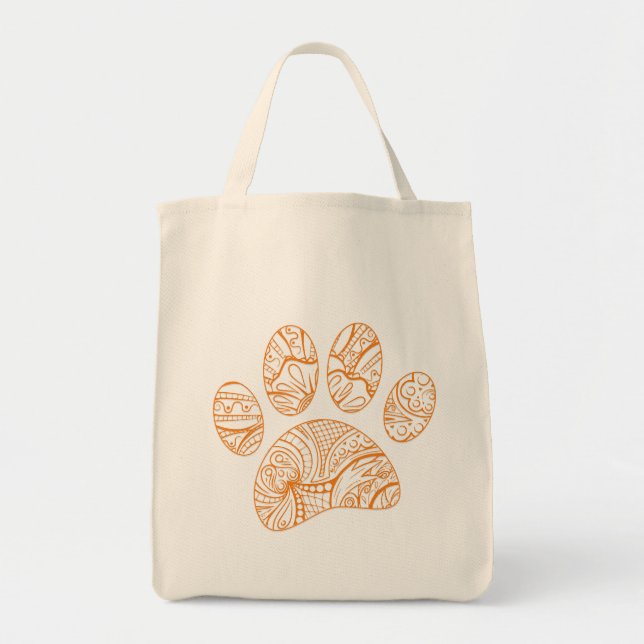 Tote Bag Empreinte de patte de chien Motif Mandala (Devant)